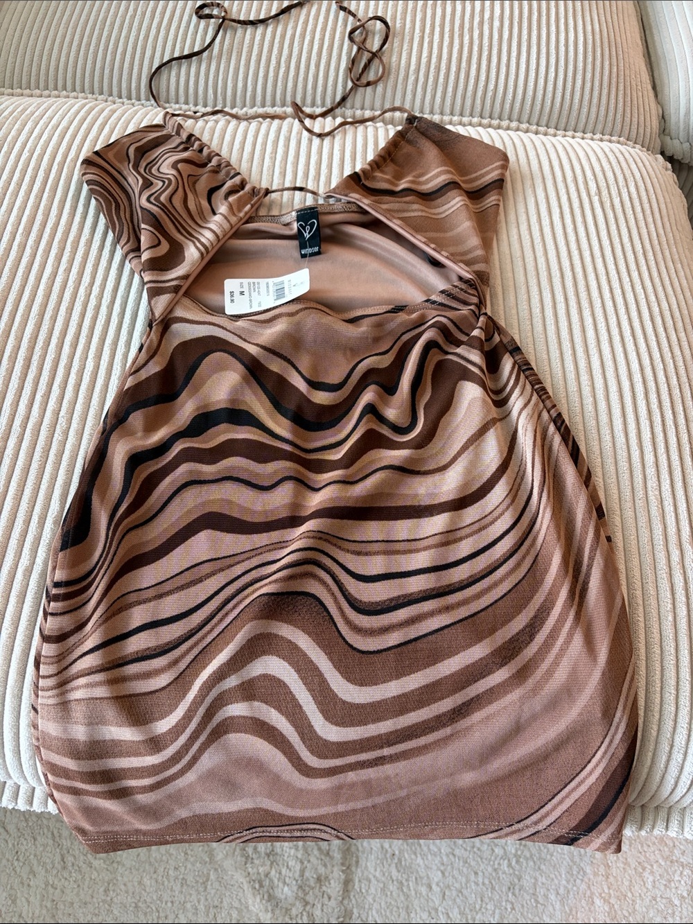 Wavy Striped Halter Top in Brown Tones